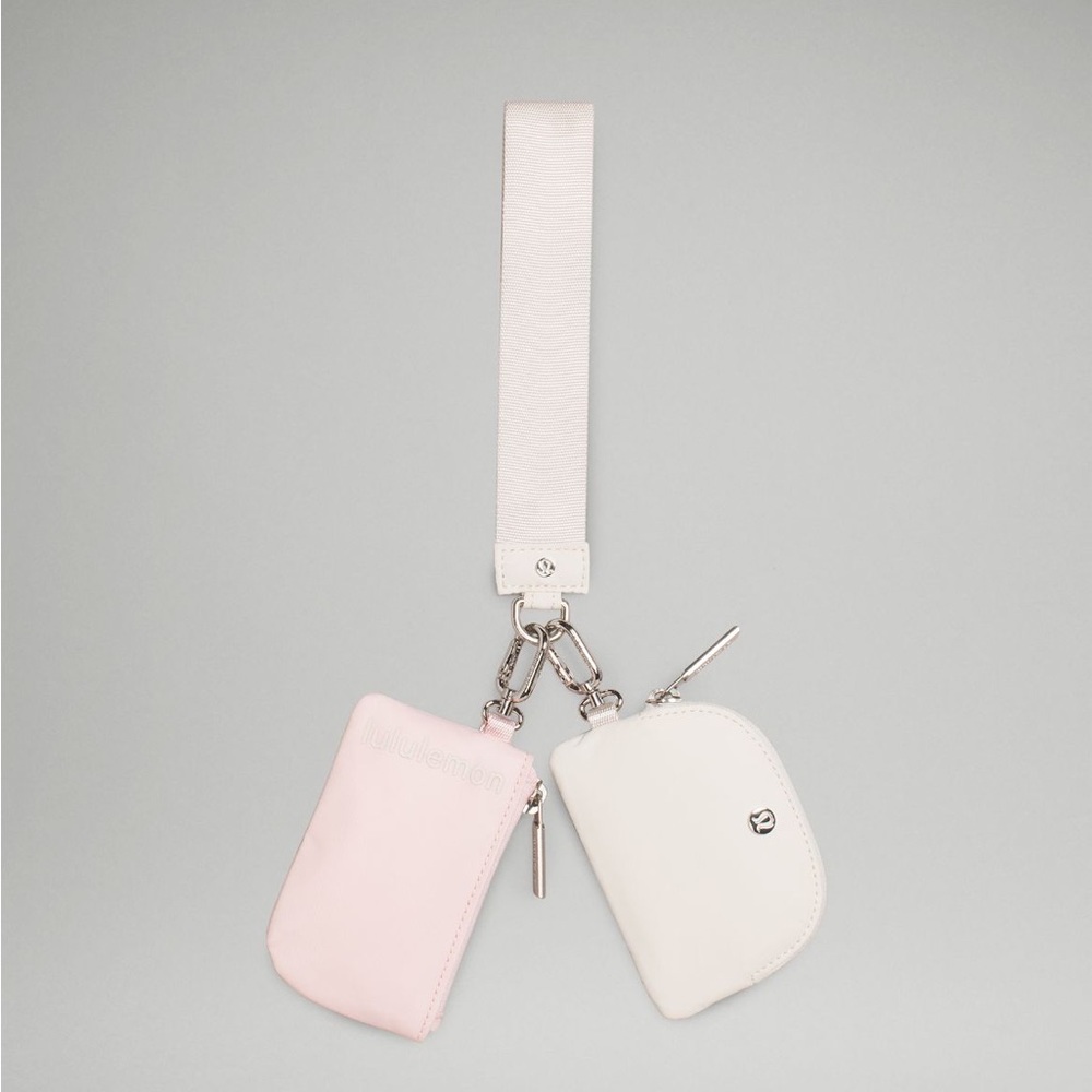 Lululemon Dual Pouch Wristlet|white opal/flush pink